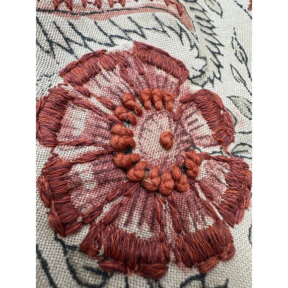 Pottery Barn Terra Kalamkari Pillow Sham new 20x20 Embroidered India beige euro - Picture 4 of 13